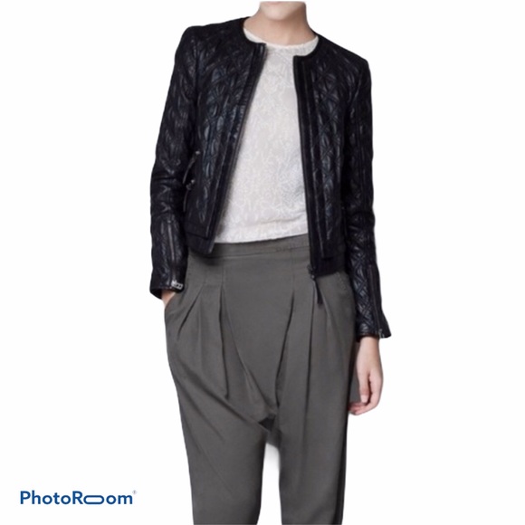 Zara Jackets & Blazers - ZARA QUILTED LAMBSKIN JACKET SIZE XL